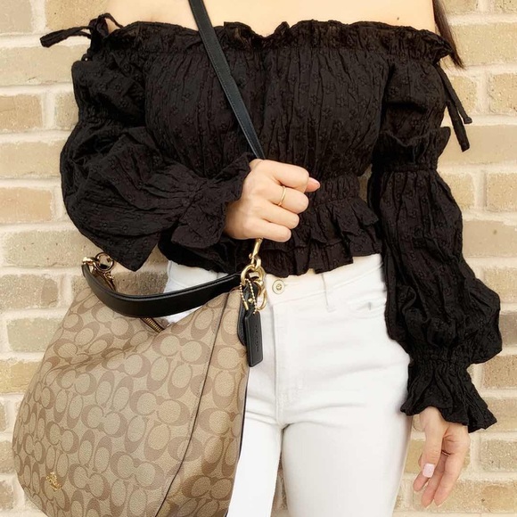 Coach  Hobo Top Zop Shoulder Bag Khaki Signature - Picture 6 of 6